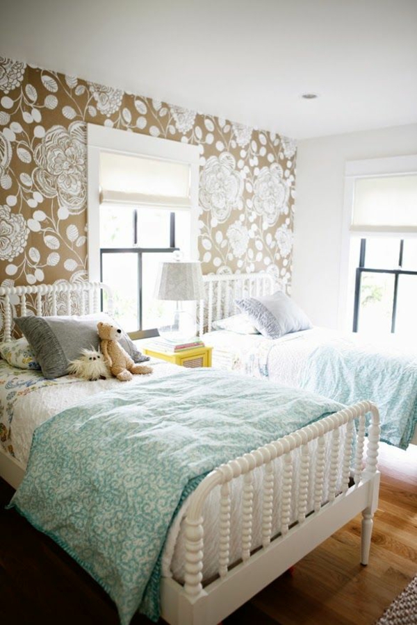 color ideas nursery frame wallpaper floral pattern beds
