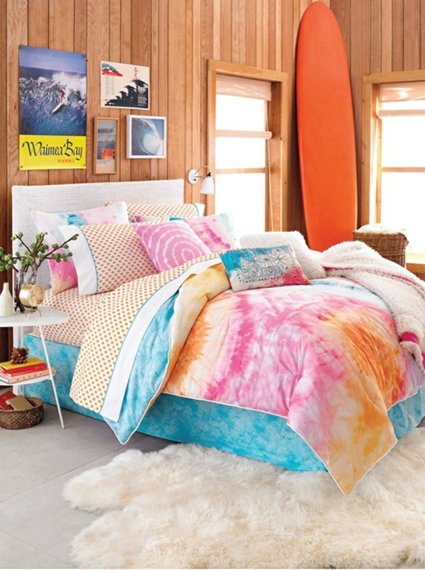 لون الأفكار غرفة نوم ملونة تزيين المفرش ملون