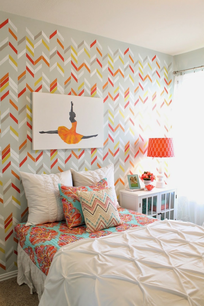 gekleurde muren behang gekleurde slaapkamer