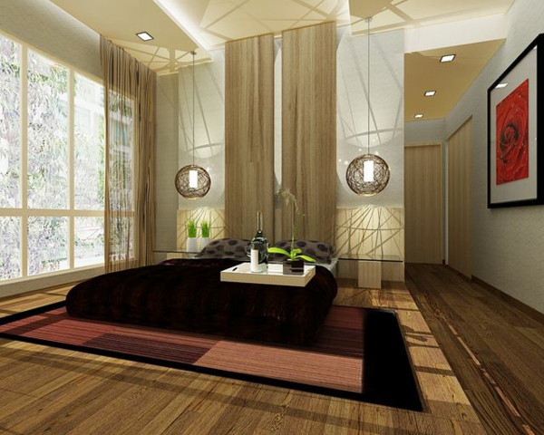 Feng Shui slaapkamer opgezet Aziatische stijl kamerplanten