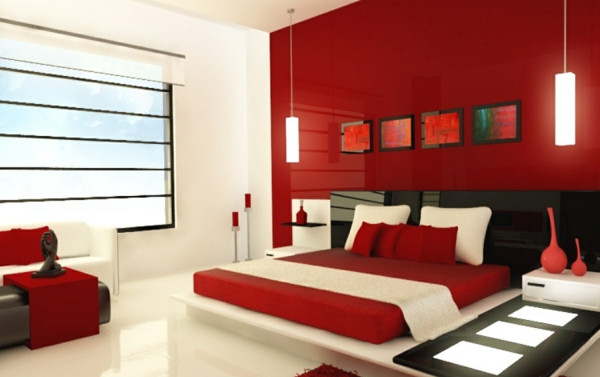 feng shui makuuhuone koristella värejä punainen feng shui sänky
