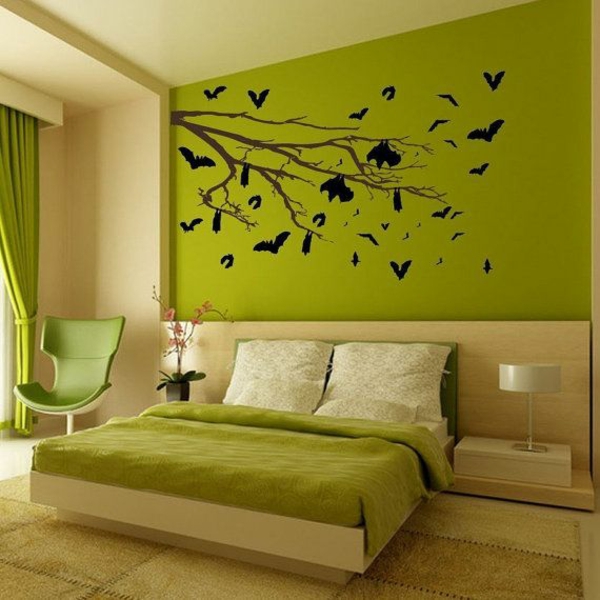 feng shui värit makuuhuone seinä maali vihreä