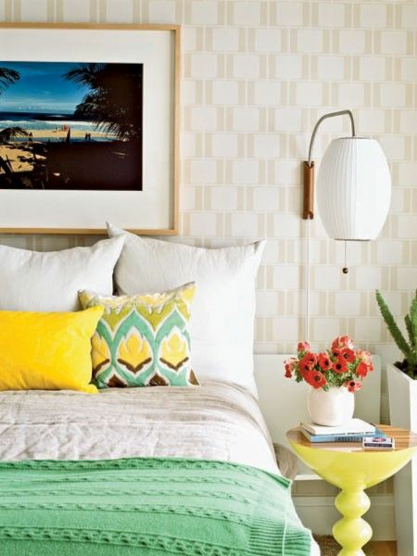 feng shui regels slaapkamer versieren kleurideeën geelgroen