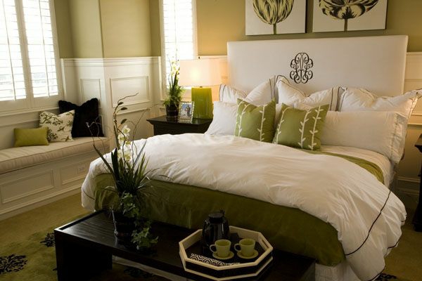 פנג שואי חדר השינה לקשט את צבע הקיר ירוק