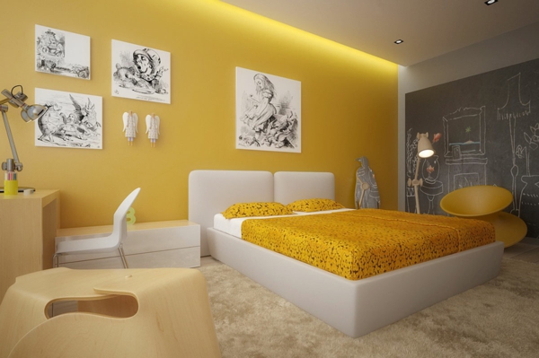 פנג שואי חדר השינה צבעים צהוב עץ רהיטים פנג שואי המיטה