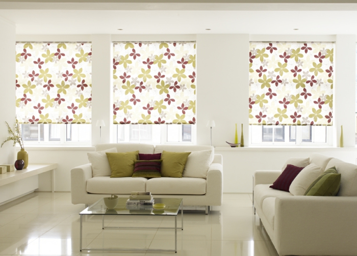 window privacy window shade floral pattern