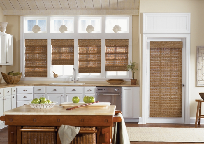window privacy wood window blinds braided kitchen