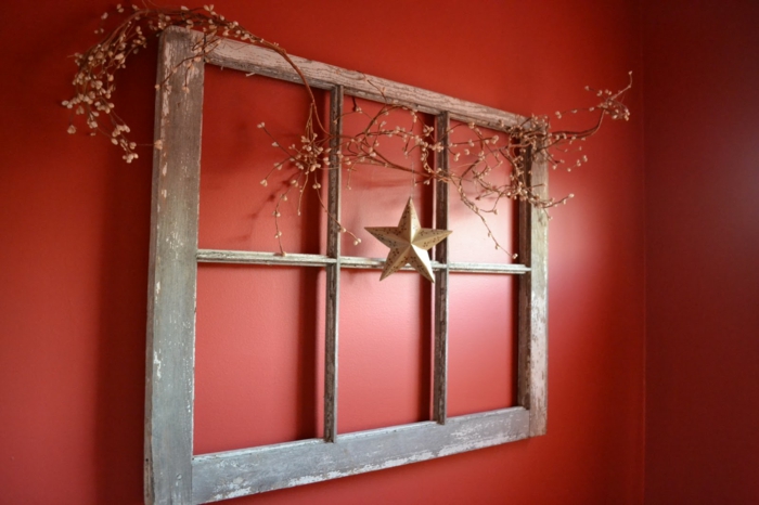 ventana decoración antigua ventana marco decoración de Navidad diseño de pared