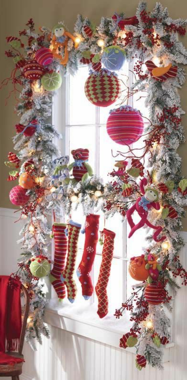 decoración de la ventana para calcetines de regalo de navidad bolas de navidad osos de mono