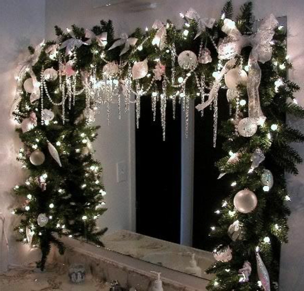 decoración de ventana para ramitas de coníferas de Navidad luces de hadas