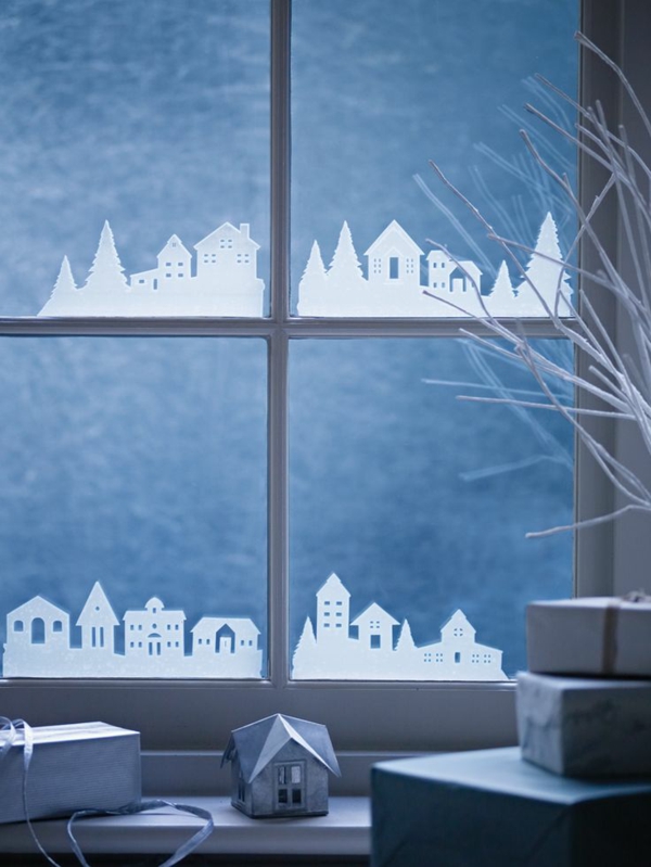 langų apdaila kalėdinės idėjos, skirtos Kalėdų langų lipdukų namuose