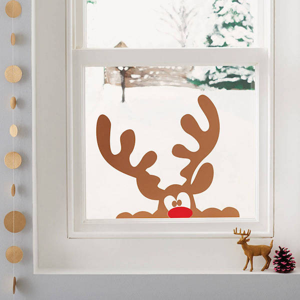 vindu dekorasjon julen ideer med hjort horn