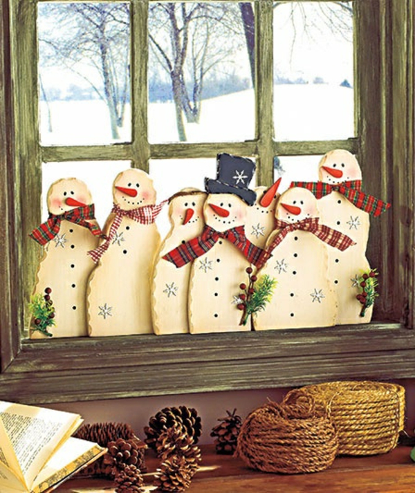Decoración de ventana Navidad muñecos de nieve divertidos
