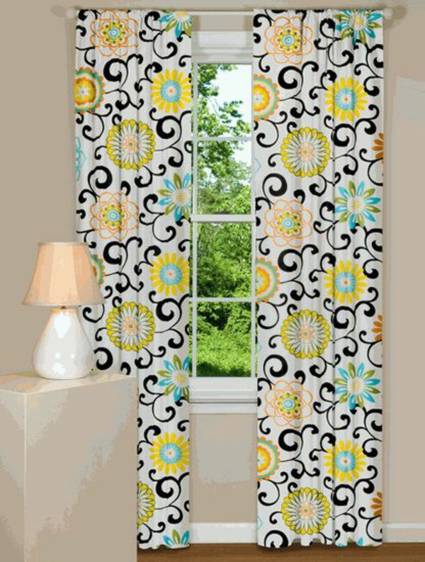 cortinas de ventana gardin decoración ejemplos patrón floral