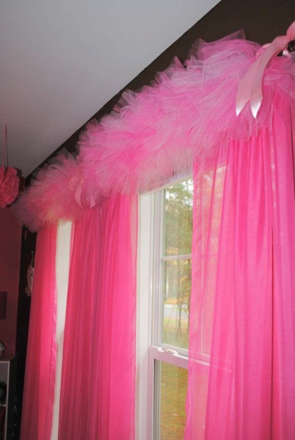 ventana cortinas cortinas decoración ejemplos tul rosa