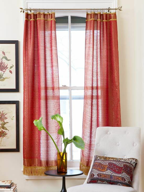 cortinas de ventana cortinas decoración ejemplos oro rojo