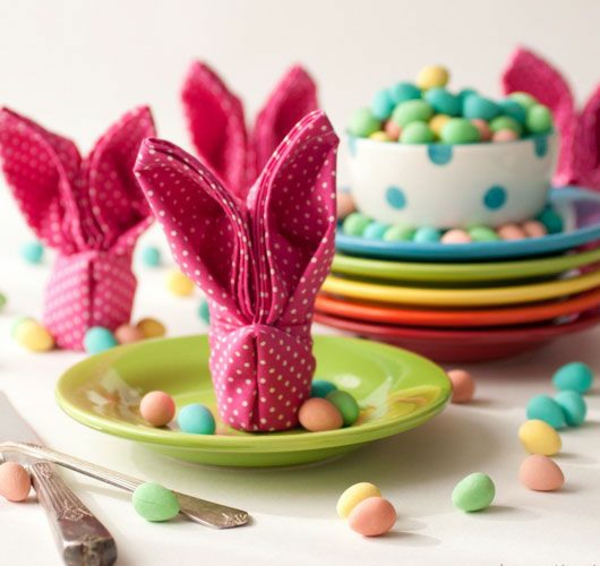 festiv masă decorare ostertischdeko servetele ori feluri de mâncare colorate