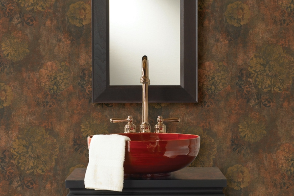 Υψηλό γυαλιστερό κόκκινο νεροχύτη μπάνιο τοίχο καθρέφτη