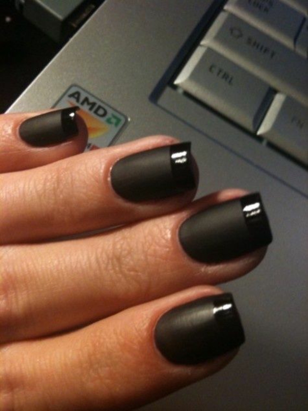 fingernails images plain nails black matte glossy