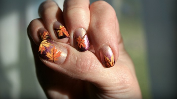 指甲设计秋天美丽的秋天的颜色