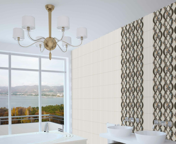 瓷砖图案弯曲的图案浴室