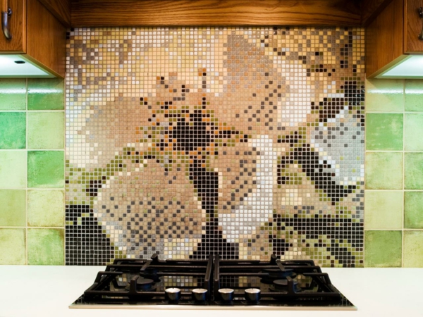 瓷砖镜子厨房花艺设计创建厨房后墙想法马赛克瓷砖
