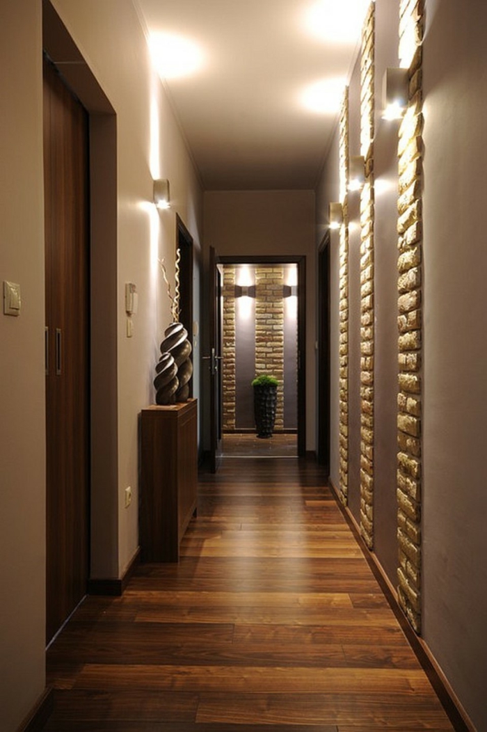 koridor design osvětlení deco nápady wall design nápady
