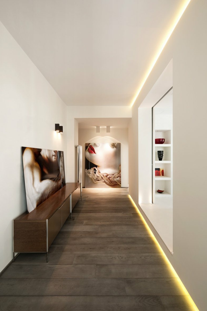 korridor design led belysning dekoration ideer