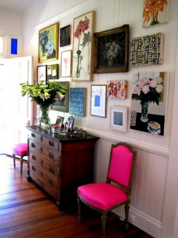 διάδρομο χρώματα τοίχο διακόσμηση εικόνες ροζ μπουφέ