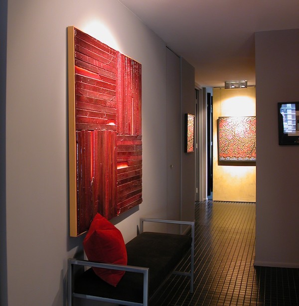 corridor design modern red accessories fresh flair