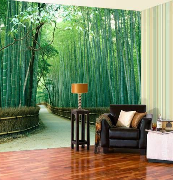 photo wallpapers forest living room spice up