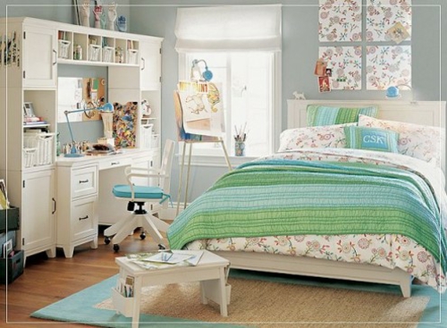 ideas frescas de decoración para camas de color turquesa adolescente animado
