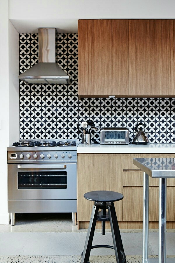 friske køkken væg ideer fint geometrisk mønster