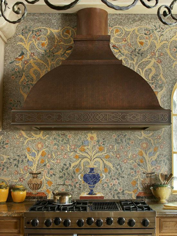 Friske køkken væg ideer fint middelhavsmosaik
