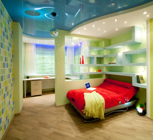 Παιδική εφηβική αίθουσα δωμάτιο σχήμα χρώματα τοίχο