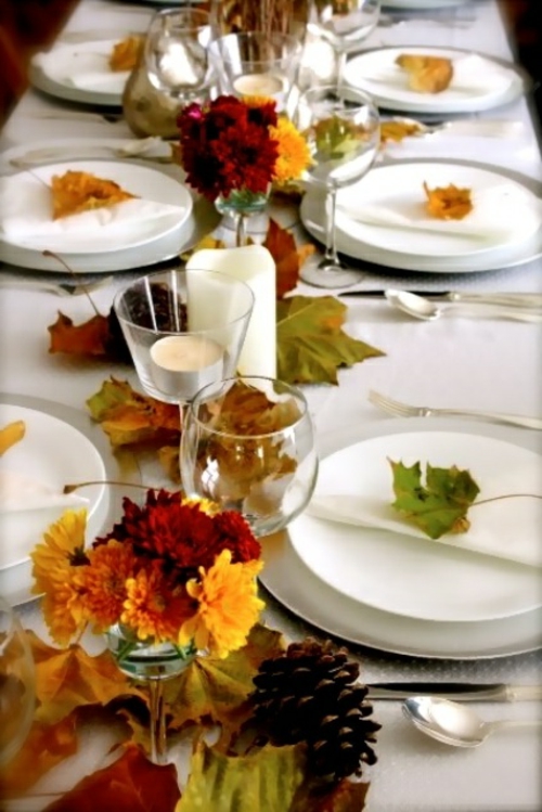 diner bord herfst herfst gasten ontvangen tafeldecoratie feestje
