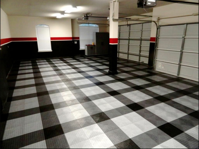 azulejo de piso de baldosas de garaje patrón de cheque de tablero de ajedrez