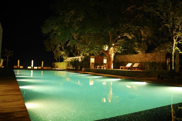 garden swimming pool design lighting