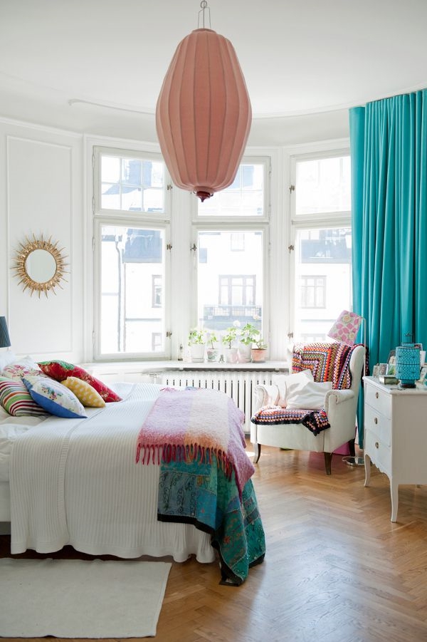 gardin uigennemsigtige gardiner turkis soveværelse farveskema