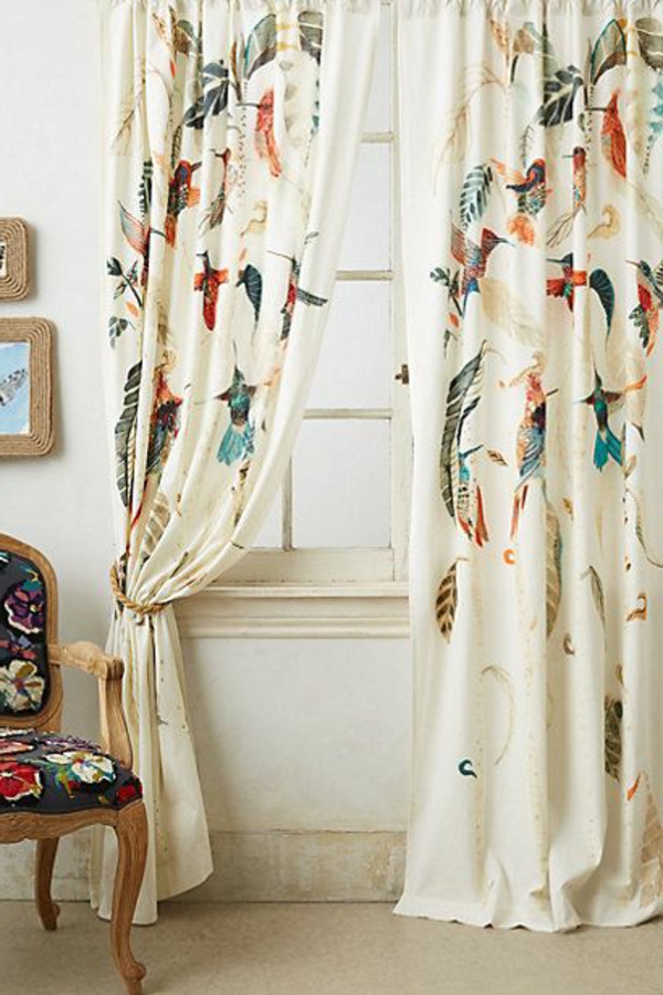 curtains decoration suggestive colorful birds