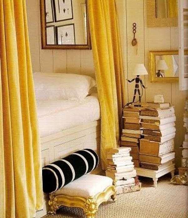 curtain decorations bed yellow