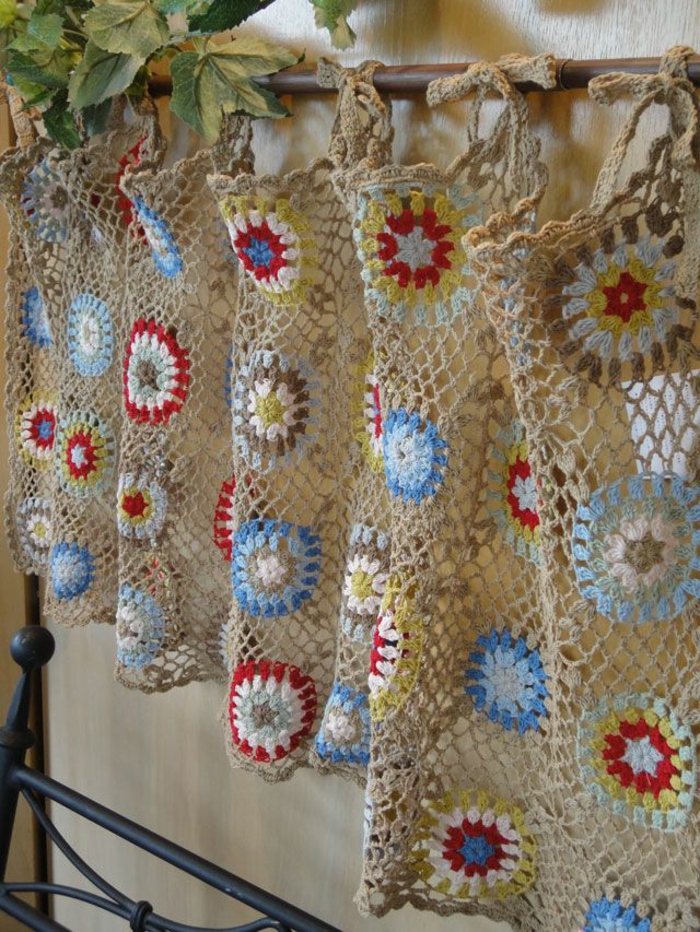cortinas crochet hermoso patrón de color