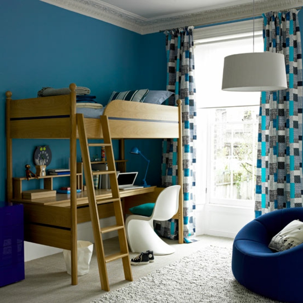 cortinas azul marino colores de pared habitación infantil azul oscuro pared