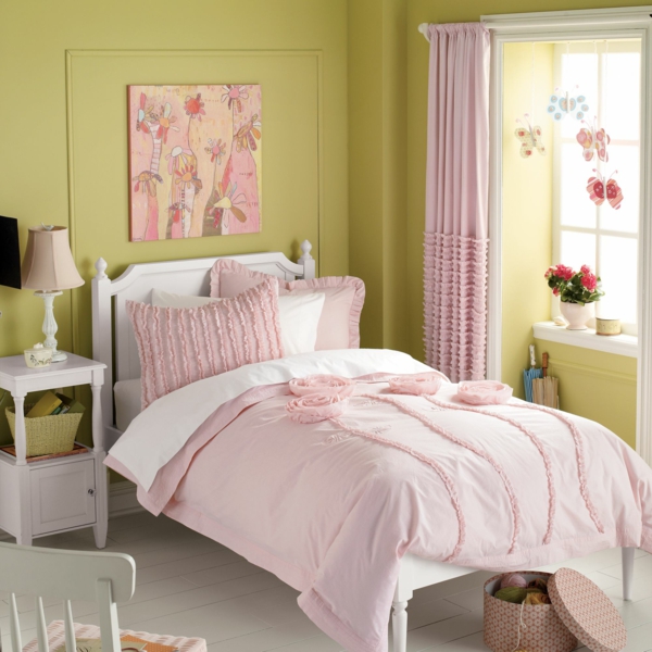 cortinas en la guardería niña ropa de cama rosa