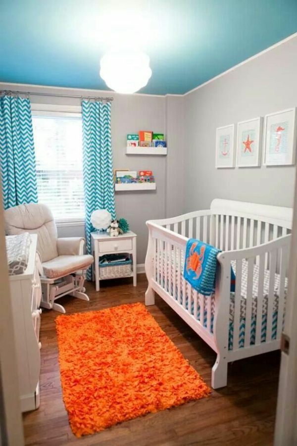 cortinas habitación infantil alfombra naranja