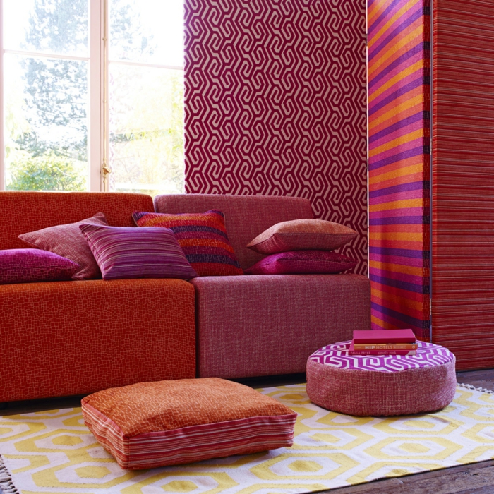 וילונות וילונות צבעים חמים סיבים טבעיים אתנו סגנון דפוס כרית הספה