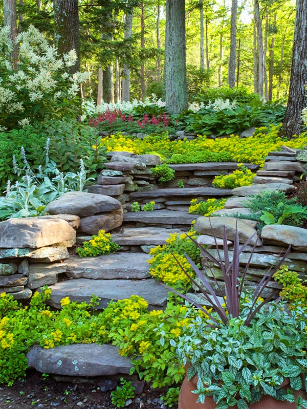 garden on hillside create ideas landscaping with stones stair steps