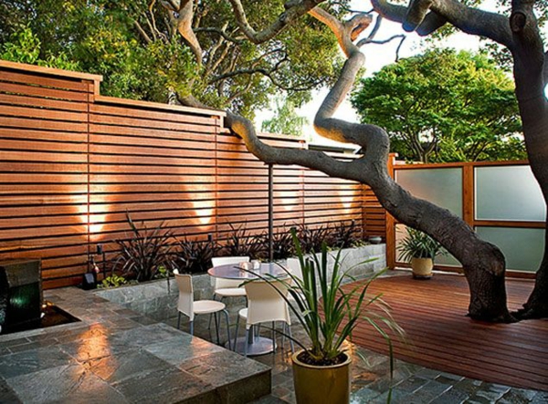 κήπος ιδέες σχεδιασμού κήπο σύγχρονο ξύλινο φράχτη προστασία της ιδιωτικής ζωής