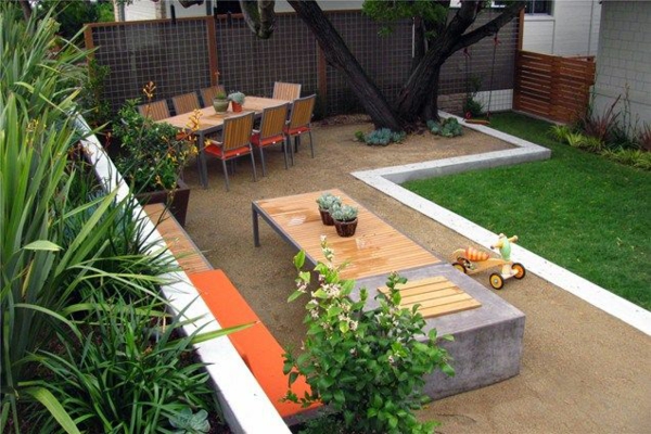 κήπος ιδέες σχεδιασμού κήπου μοντέρνο γκαζόν πέτρινο πάτωμα