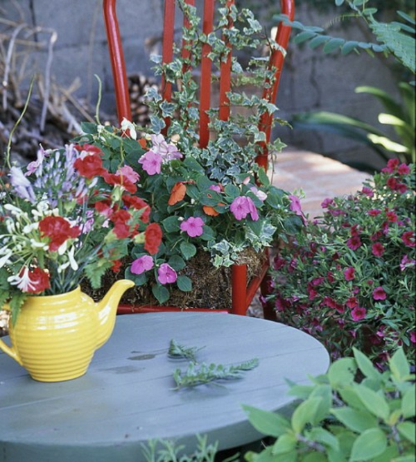 градина проектира чайник цветни цветя